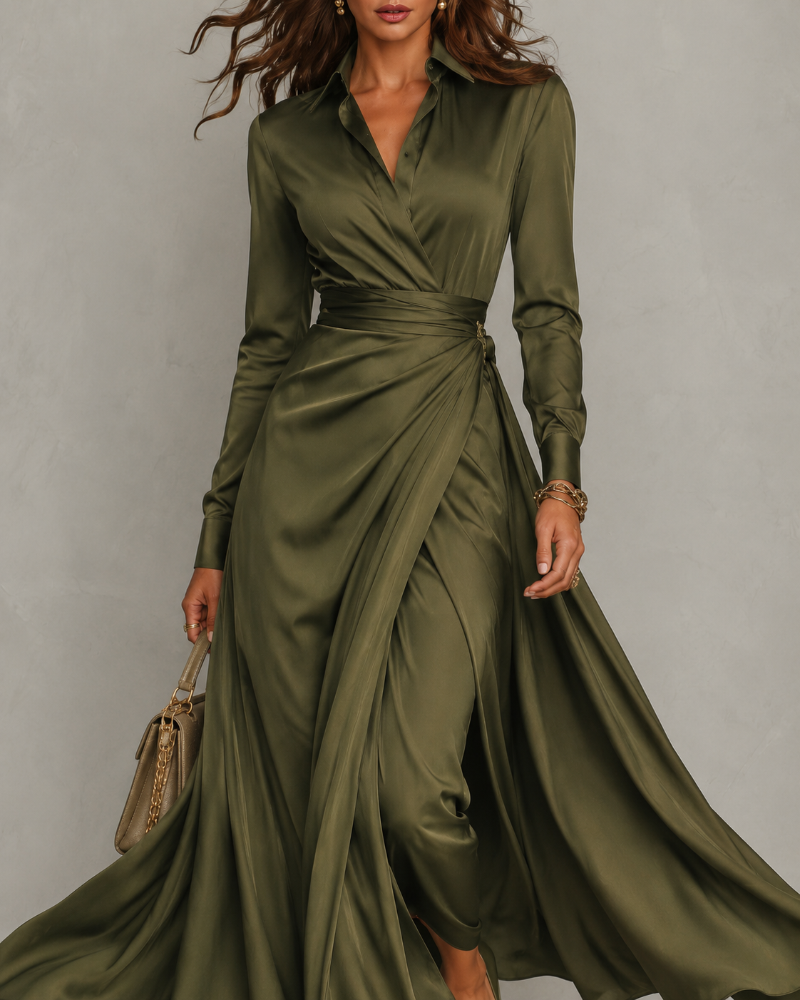 Hesper | Green Wrap Maxi Dress