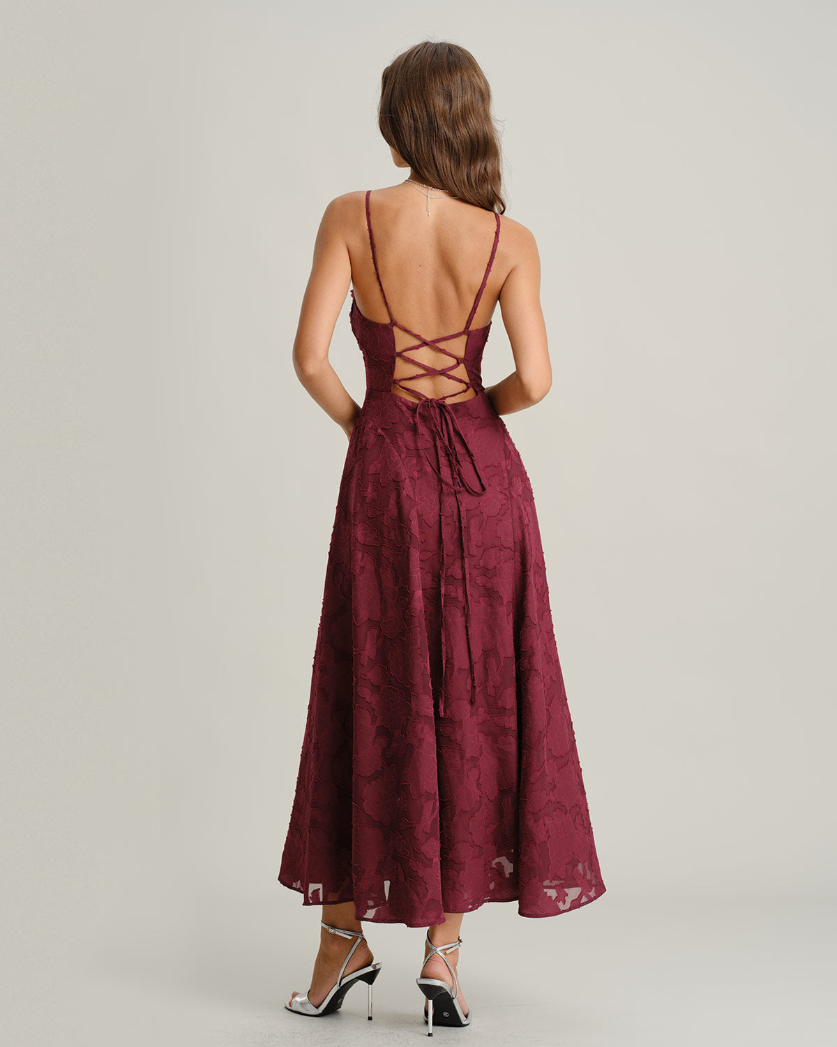 Marron Square Neck Maxi Dress