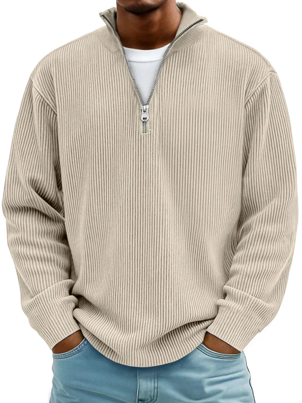 DELACROIX | Marc Ribbed Zip-Neck Sweater