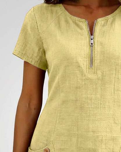 Layna™ | Cotton Dress with Zip Fastening