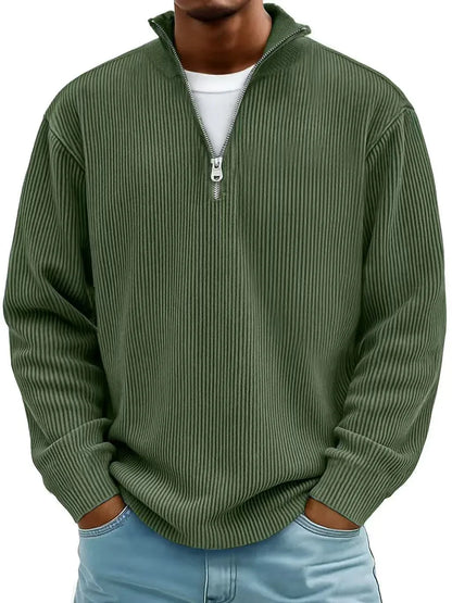 DELACROIX | Marc Ribbed Zip-Neck Sweater