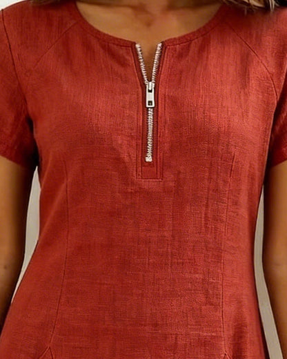 Layna™ | Cotton Dress with Zip Fastening