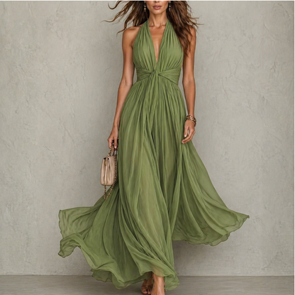 Clemency | Halter Chiffon Maxi Dress