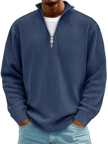 DELACROIX | Marc Ribbed Zip-Neck Sweater