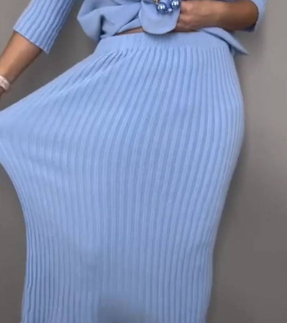 Debora | Knit Ensemble with Ribbed Midi Skirt