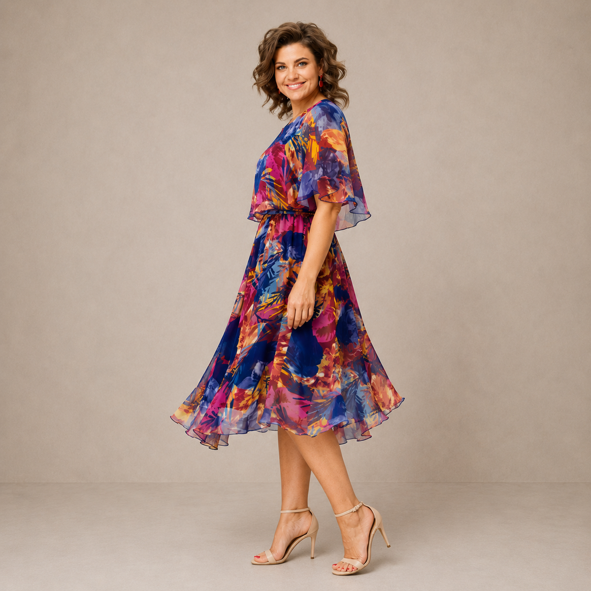 Marianne | Colourful Floral Midi Dress
