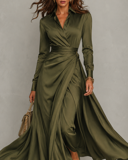 Norah | Ruched Shirt Midi Dress