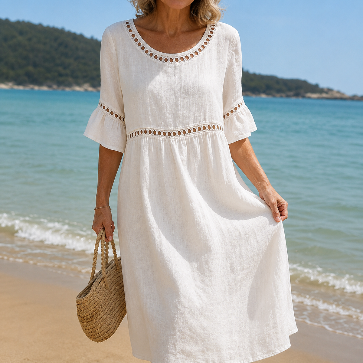 Hélène | Long Cotton and Linen Dress