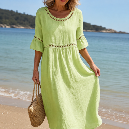 Hélène | Long Cotton and Linen Dress
