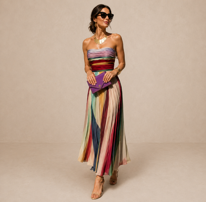 Delyth | Strapless Pleated Maxi Dress