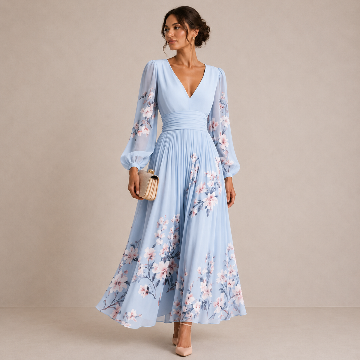 Emmeline | Puff Sleeve Midi Dress