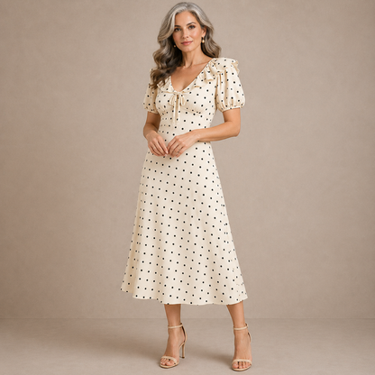 Loveday | Polka Dot Ruffle Midi Dress