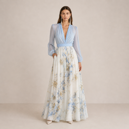 Cecelia | Floral Chiffon Maxi Dress