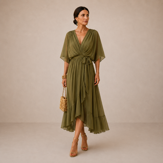 Verity | V Neck Midi Dress