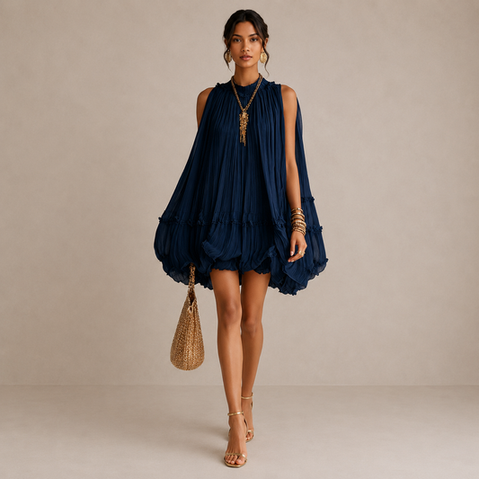Primrose | Midnight Blue Ruffle Midi Dress