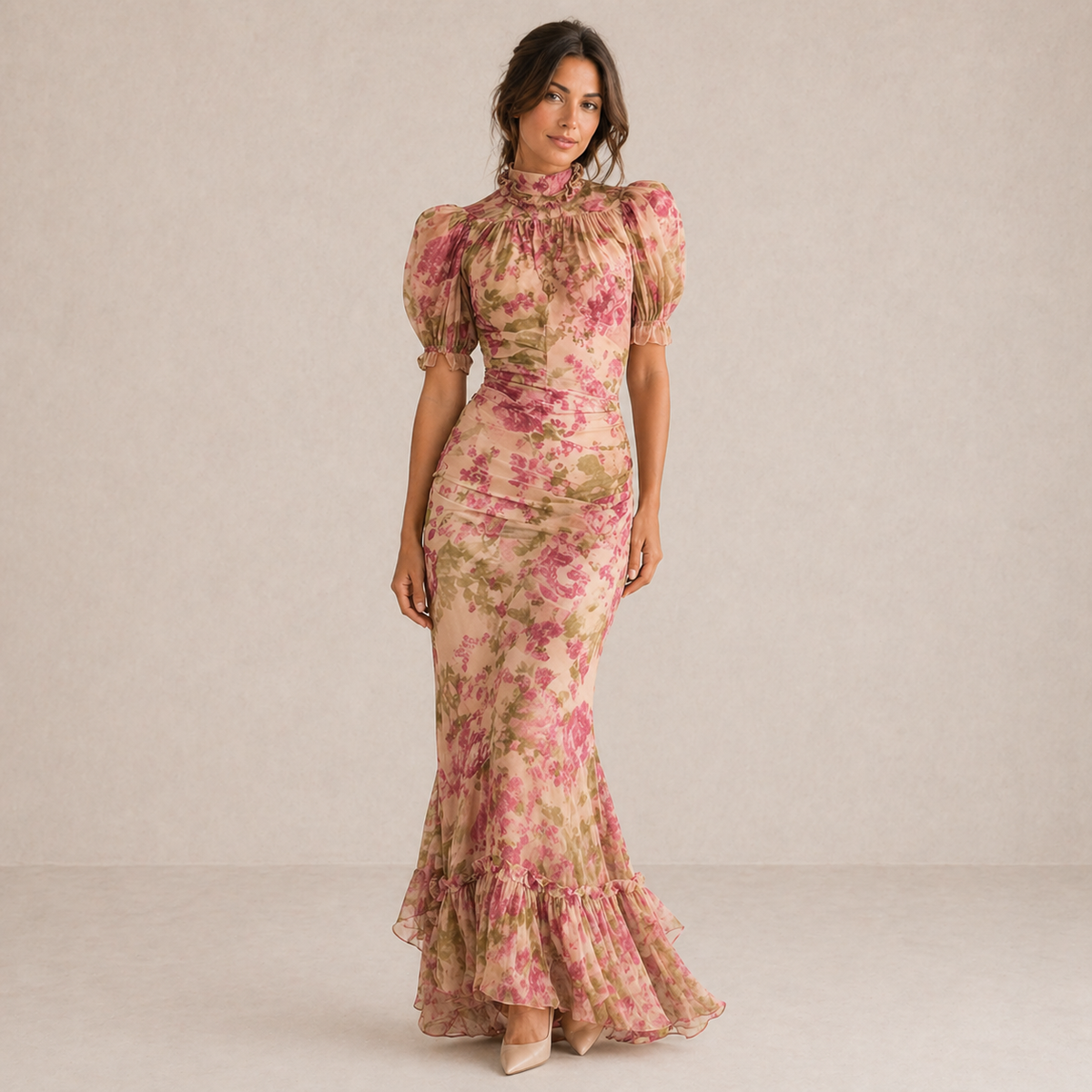 Tamsin | Floral Puff Sleeve Maxi Dress