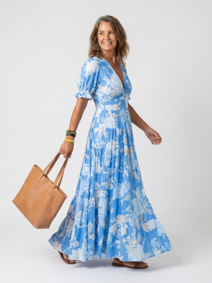 Della | Floral V Neck Maxi Dress