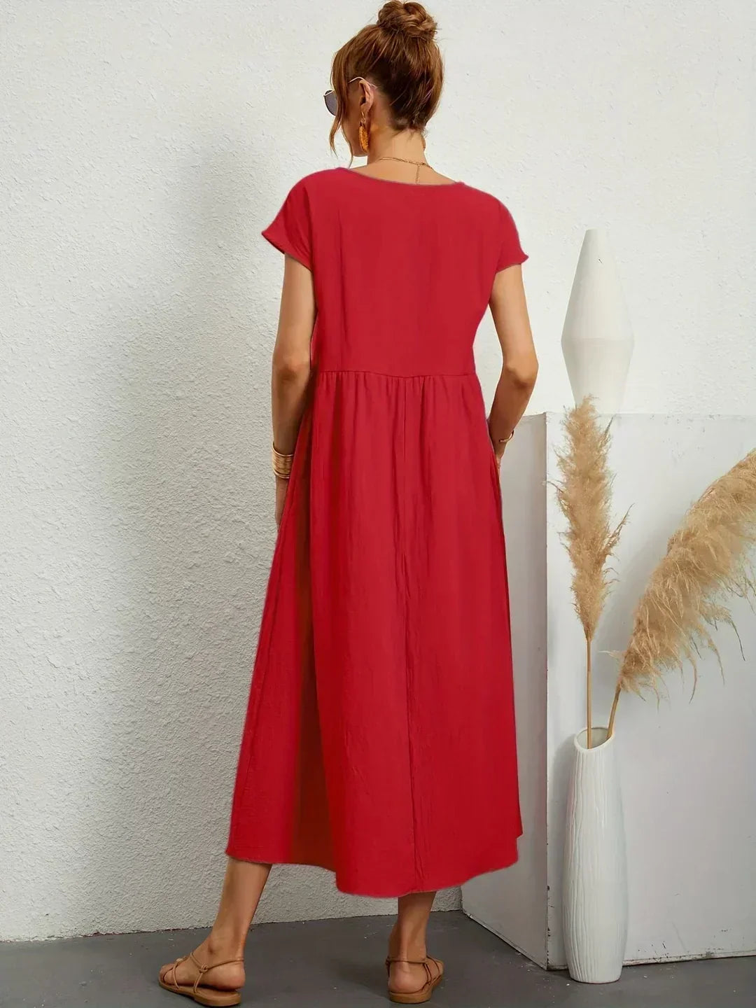 Nerys | Breathable White Midi Dress