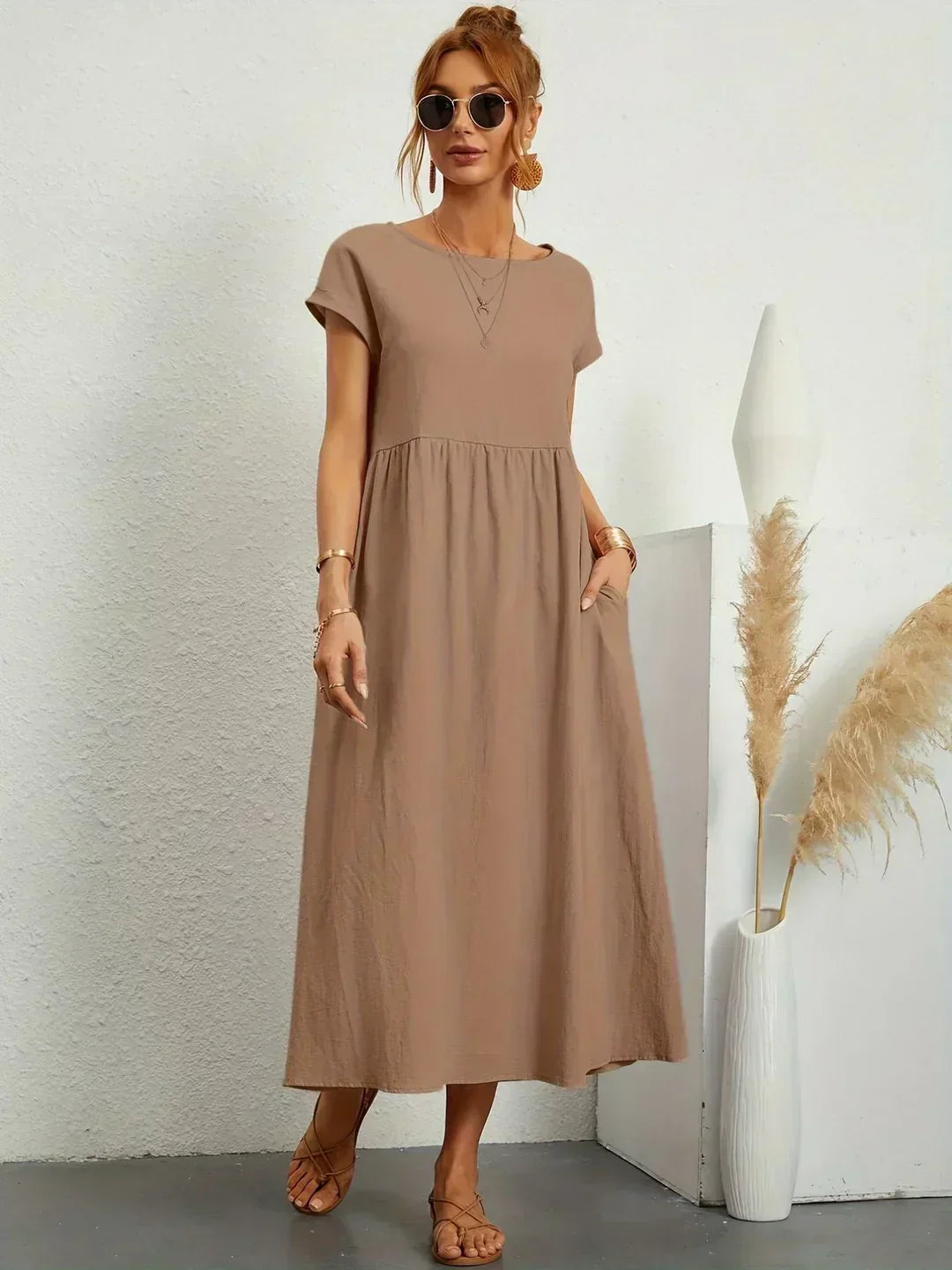 Nerys | Breathable White Midi Dress
