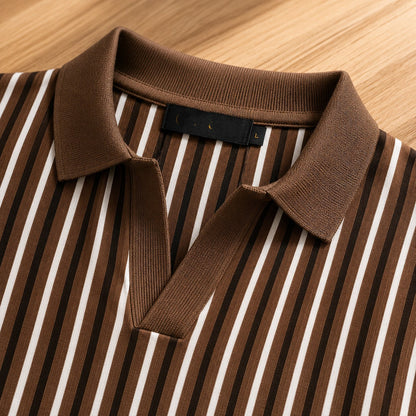 OPEN COLLAR STRIPE POLO