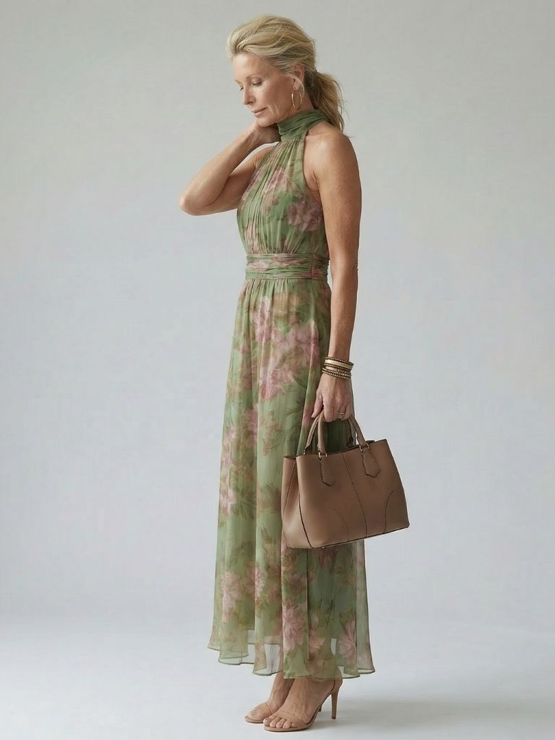 Charlotte-Rose | Halter Floral Midi Dress