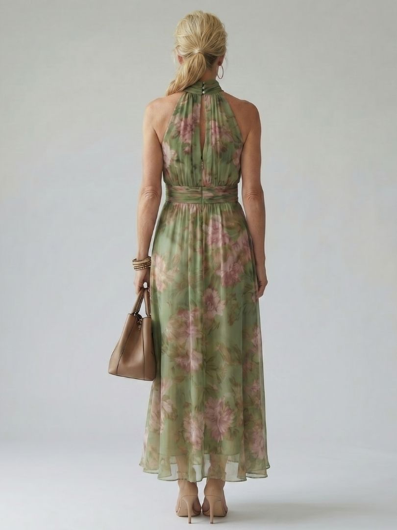 Charlotte-Rose | Halter Floral Midi Dress