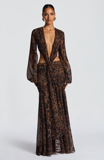 Alexa Leopard Print Maxi Dress