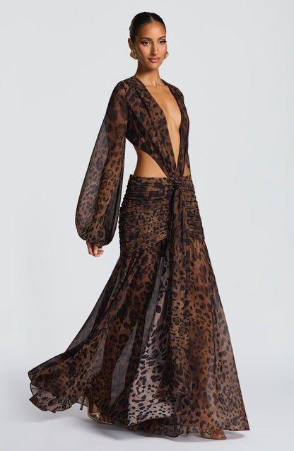 Alexa Leopard Print Maxi Dress