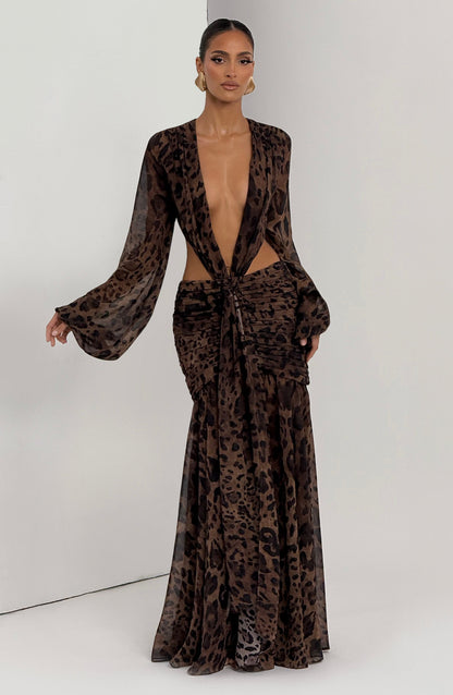 Alexa Leopard Print Maxi Dress