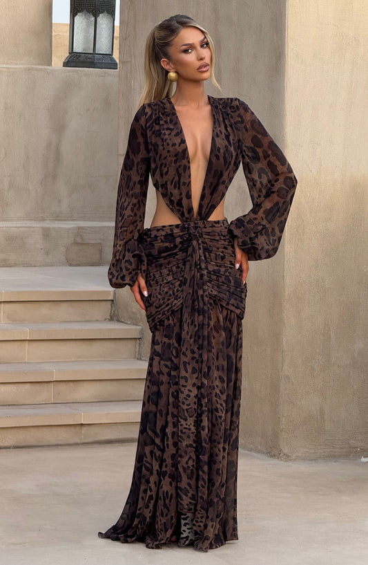 Alexa Leopard Print Maxi Dress