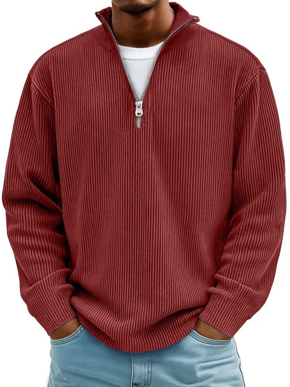 DELACROIX | Marc Ribbed Zip-Neck Sweater