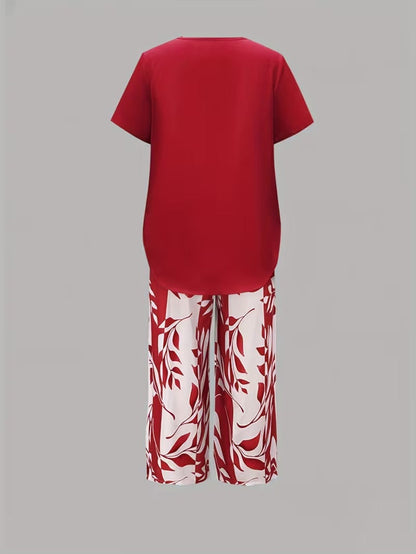Avy™ | Casual Two-Piece Set with Leaf Print