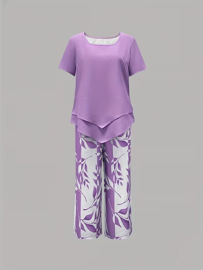 Avy™ | Casual Two-Piece Set with Leaf Print