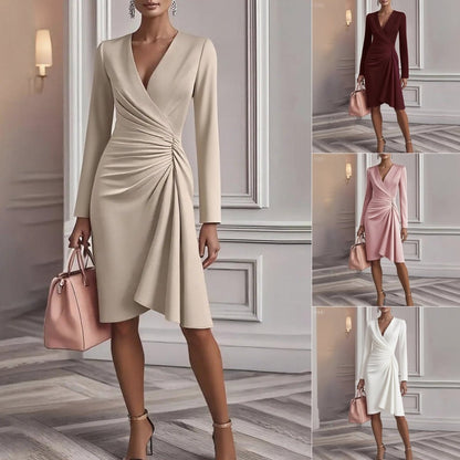 Jessamine | Draped V Neck Midi Dress
