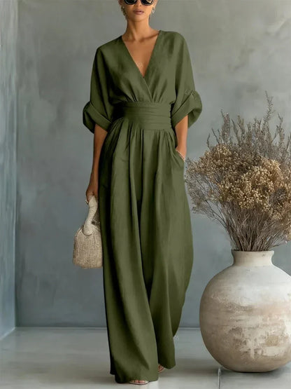Maya | V-Neck High-Waisted Jumpsuit