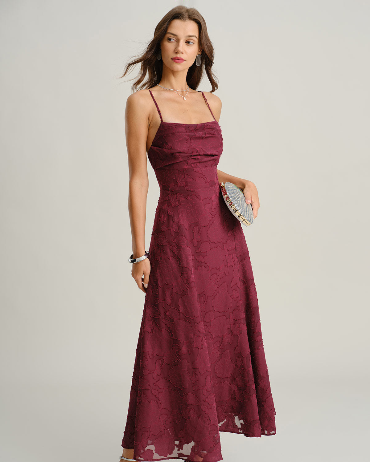 Marron Square Neck Maxi Dress