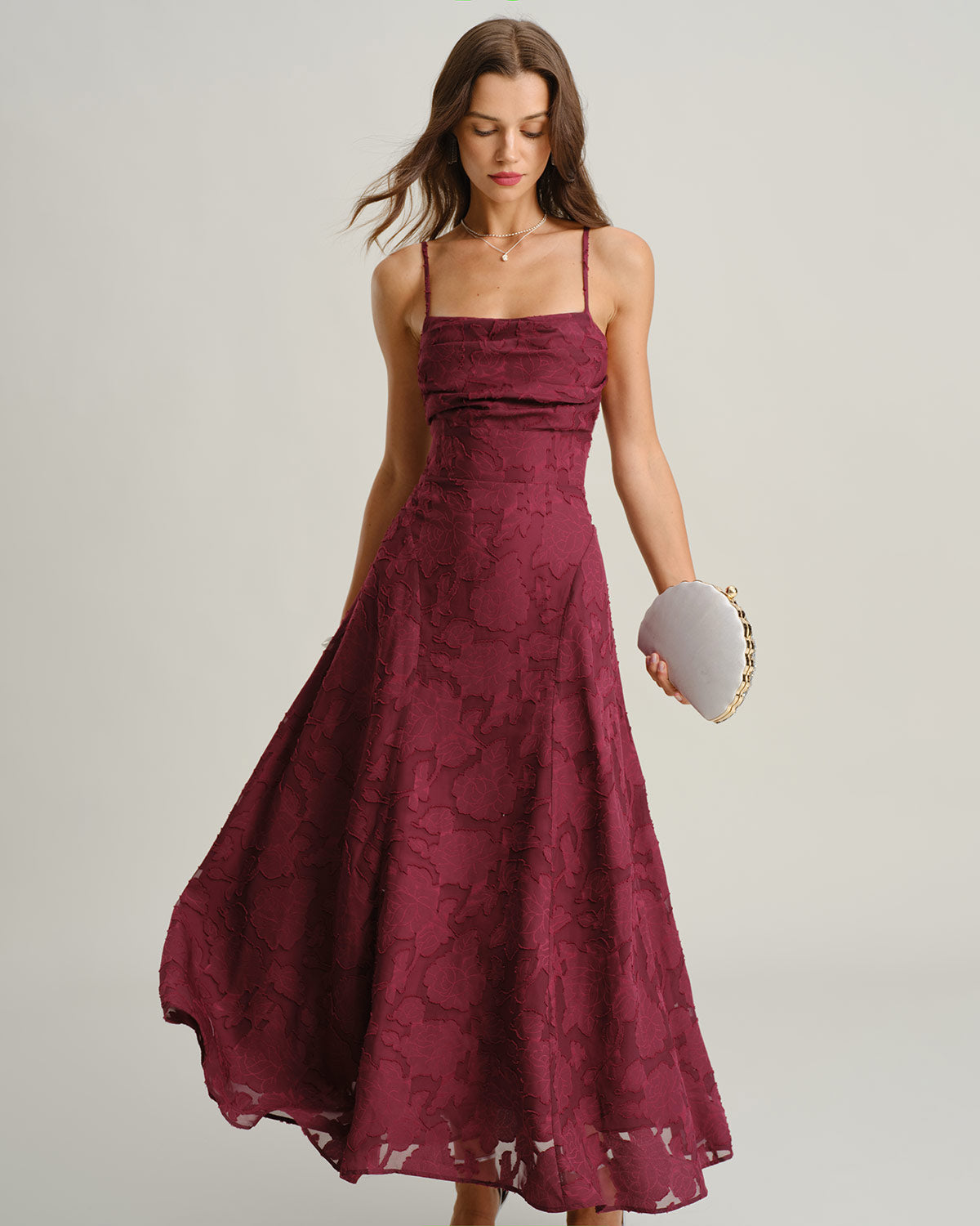 Marron Square Neck Maxi Dress