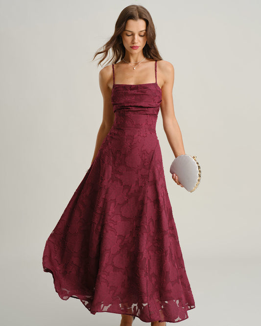 Marron Square Neck Maxi Dress